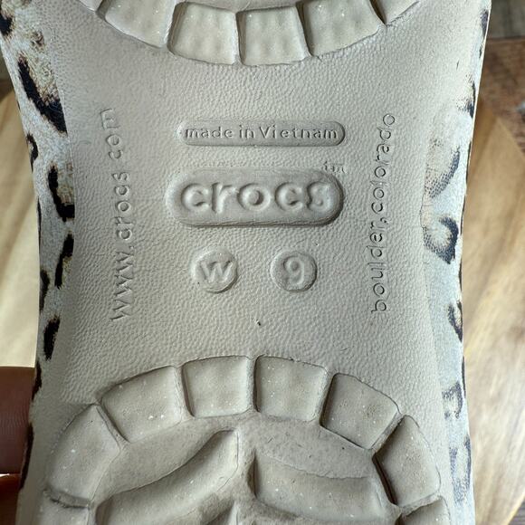 Crocs Kadee Shoes Womens 9 Cream Brown Cheetah Animal Print Ballet Flats Slip On - Picture 8 of 8